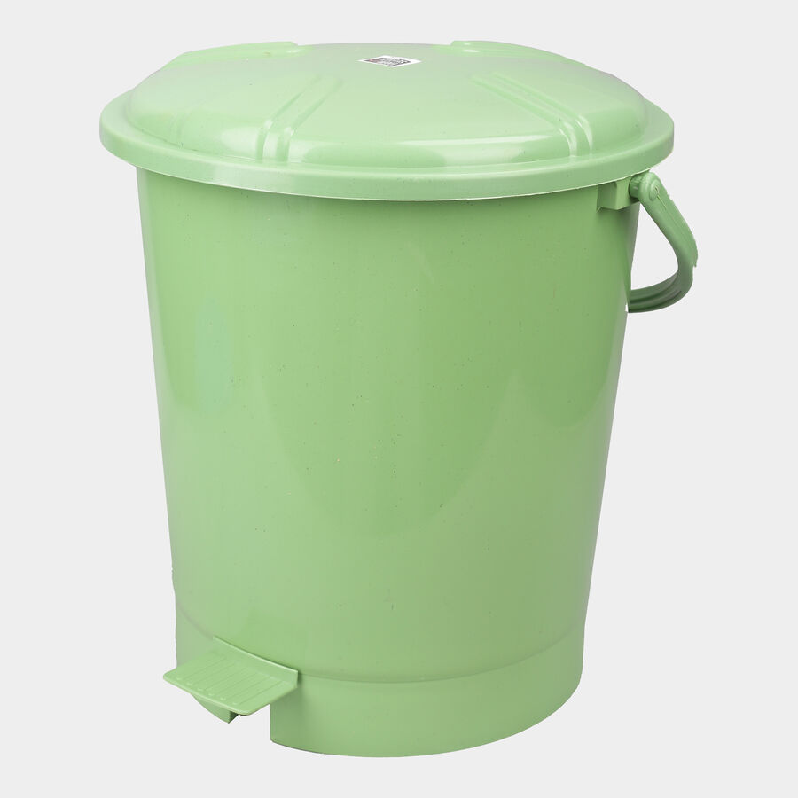 11L Green Plastic Dustbin, , large
