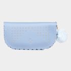 Women's Blue Polyurethane Hand Pouch, , small