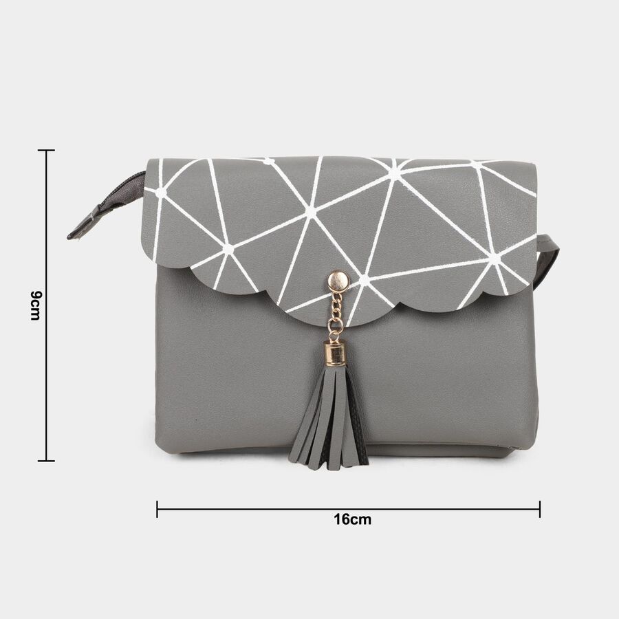 Women's Grey Polyurethane Sling Bag, , large image number null