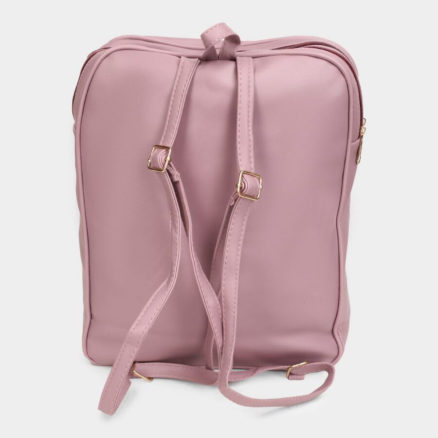 Women's Peach Polyurethane Backpack, , large image number null
