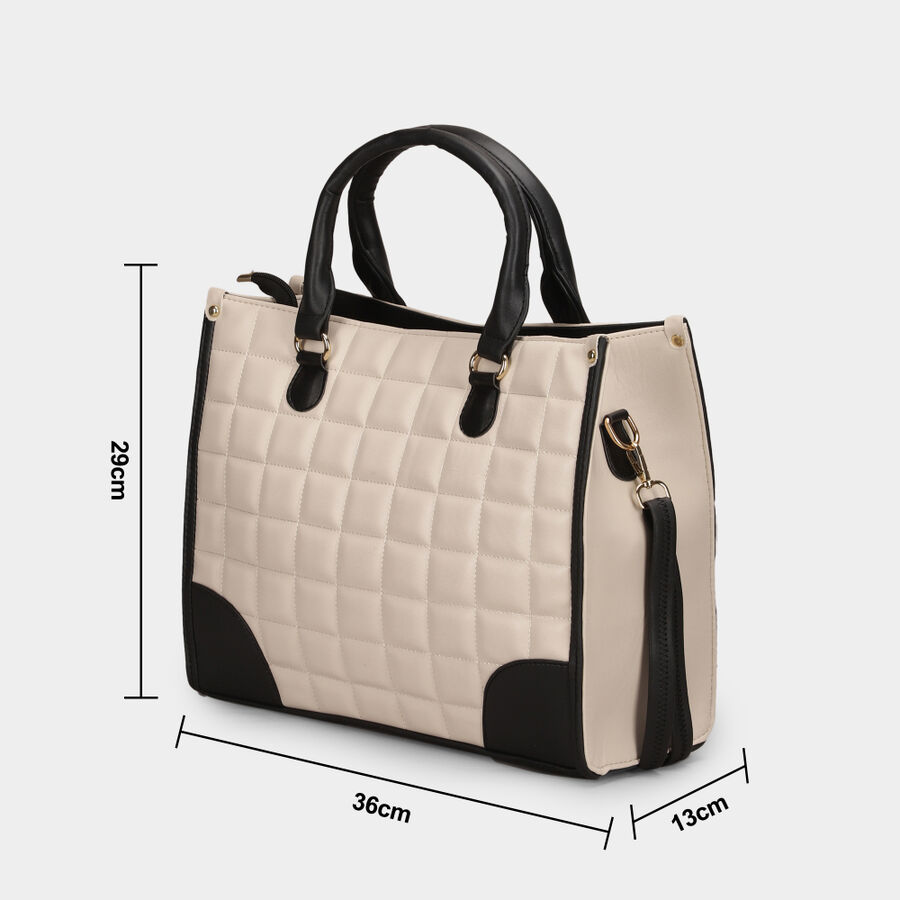 Beige Pu Hand Bag, , large