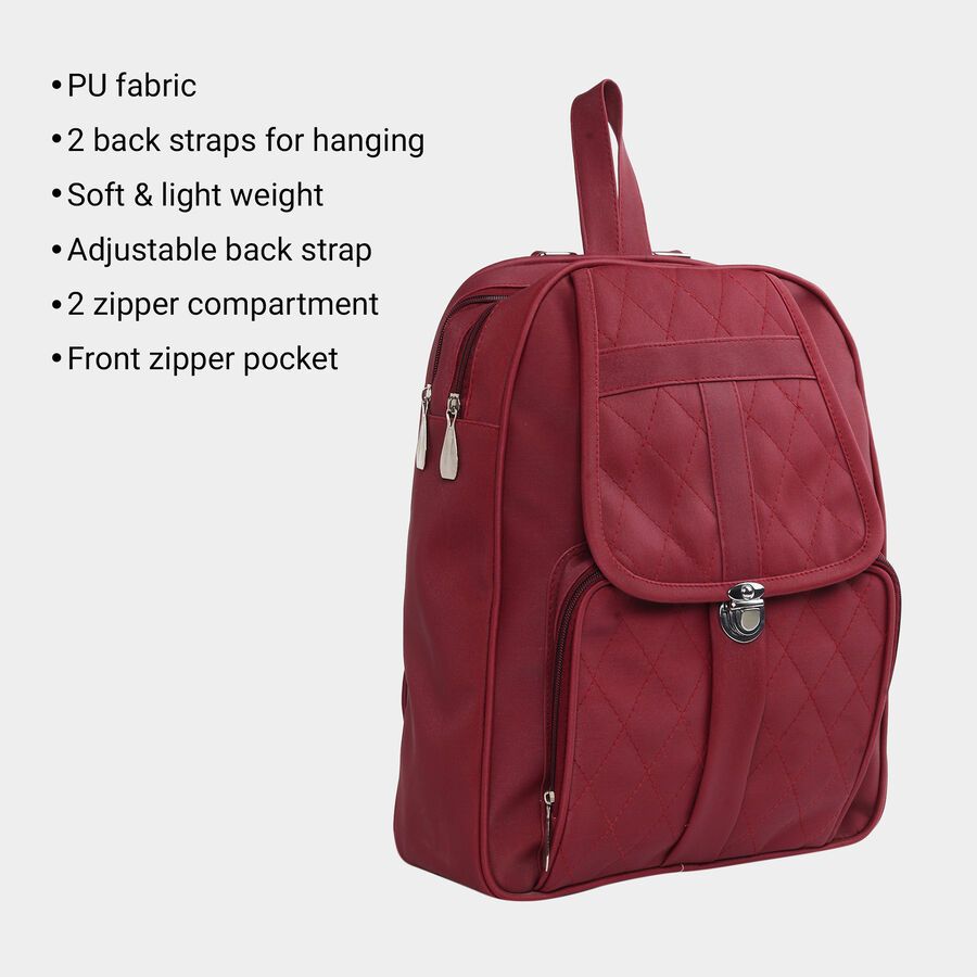 Women's Quilted Polyurethane Backpack, , large image number null