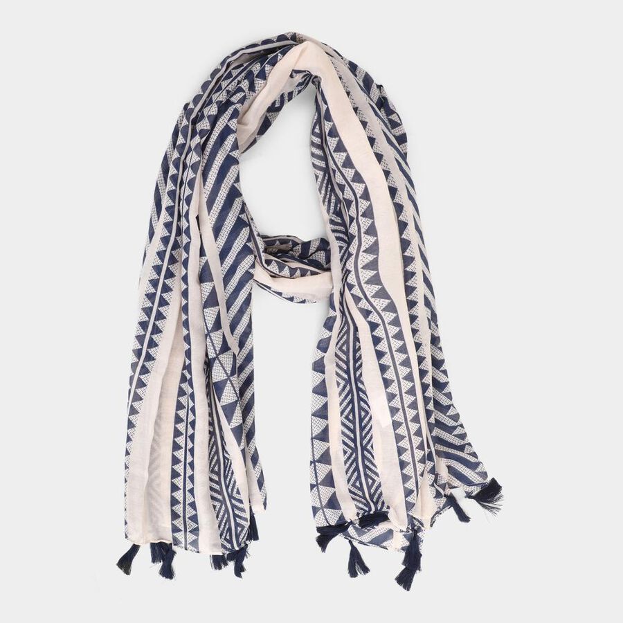 Women's Blue Viscose Scarf, , large image number null