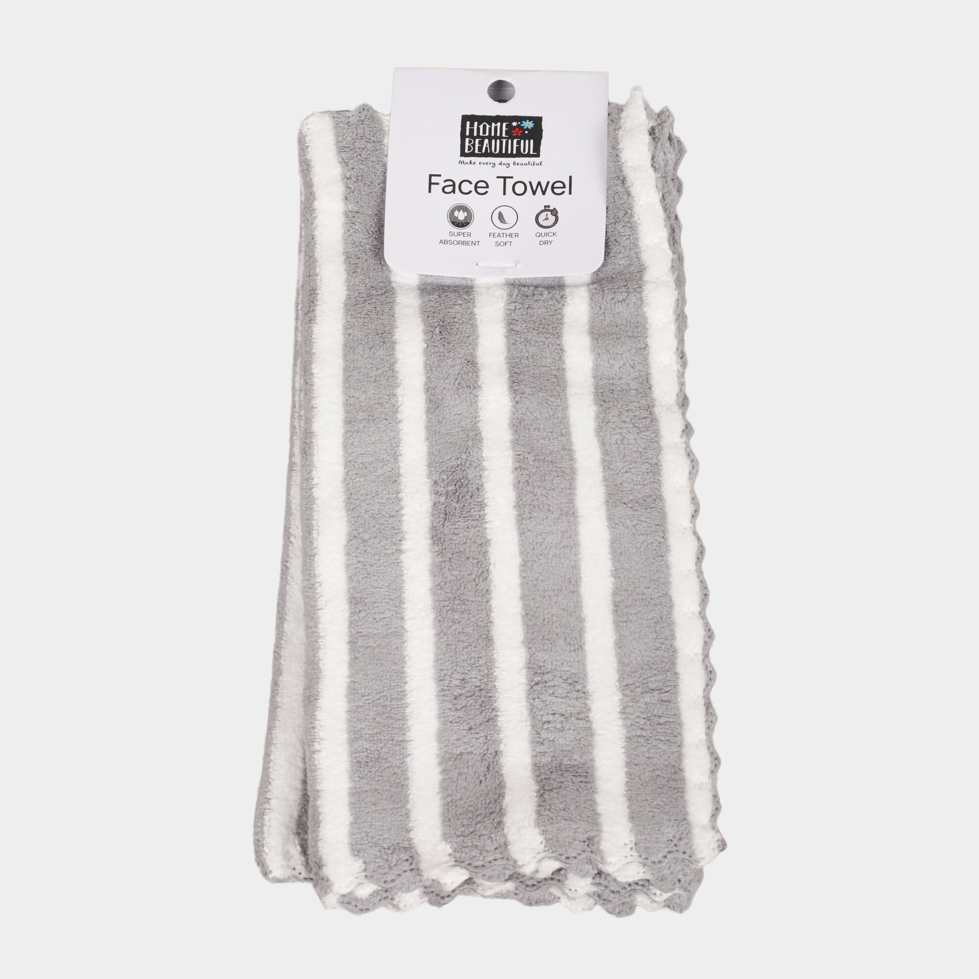 Home Beautiful                         220 GSM Grey Microfiber Face Towel