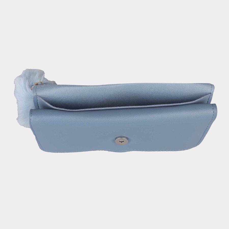 Women's Blue Polyurethane Clutch Bag, , large image number null