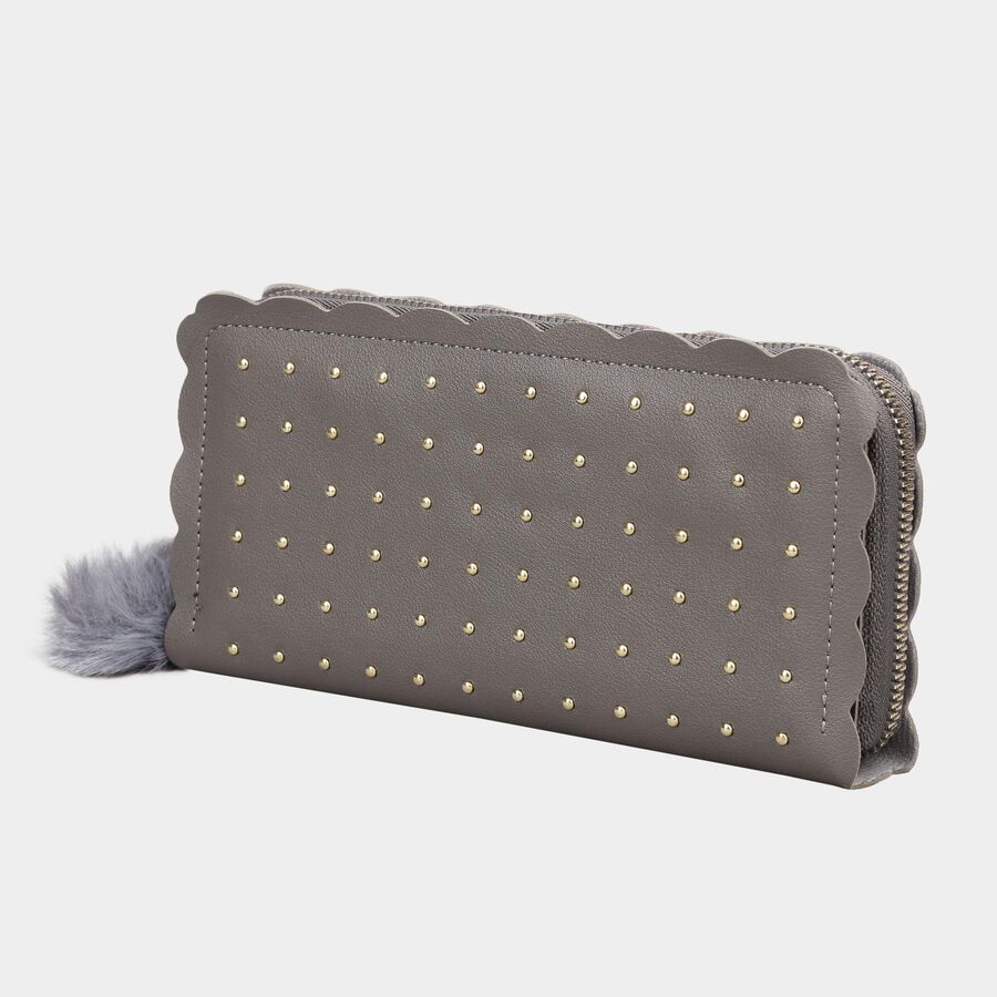 Women's Grey Polyurethane Hand Pouch, , large image number null