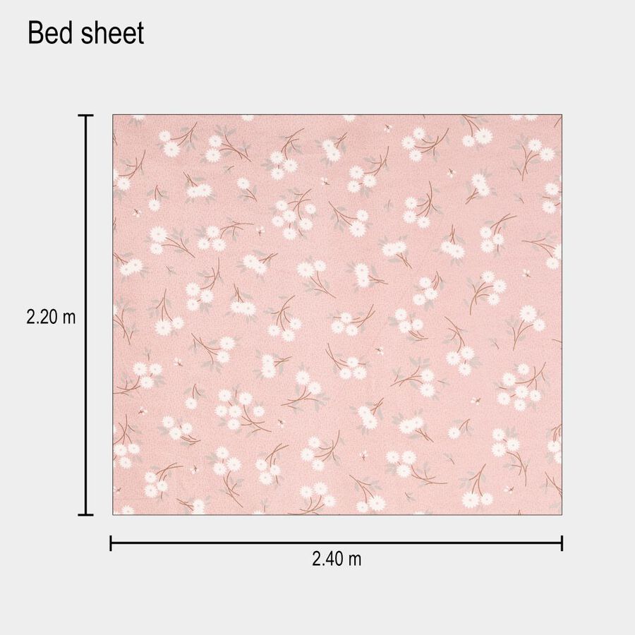 Pink Microfiber Double Bedsheet with Pillow Cover, , large