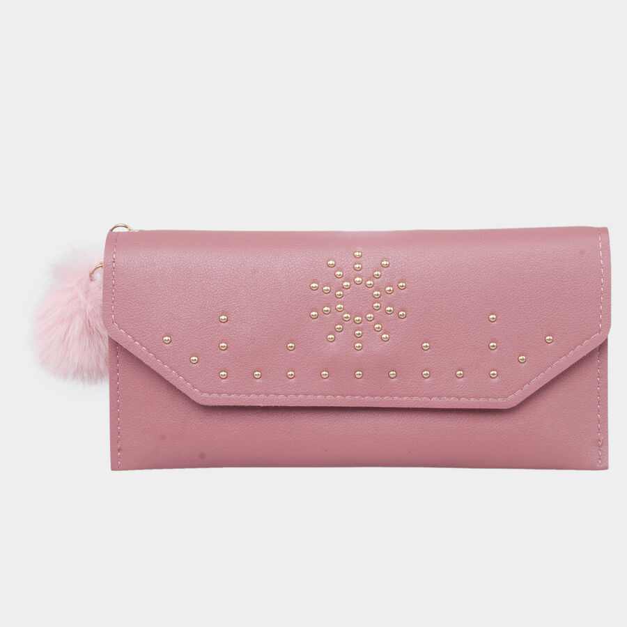 Women's Pink Polyurethane Hand Pouch, , large image number null