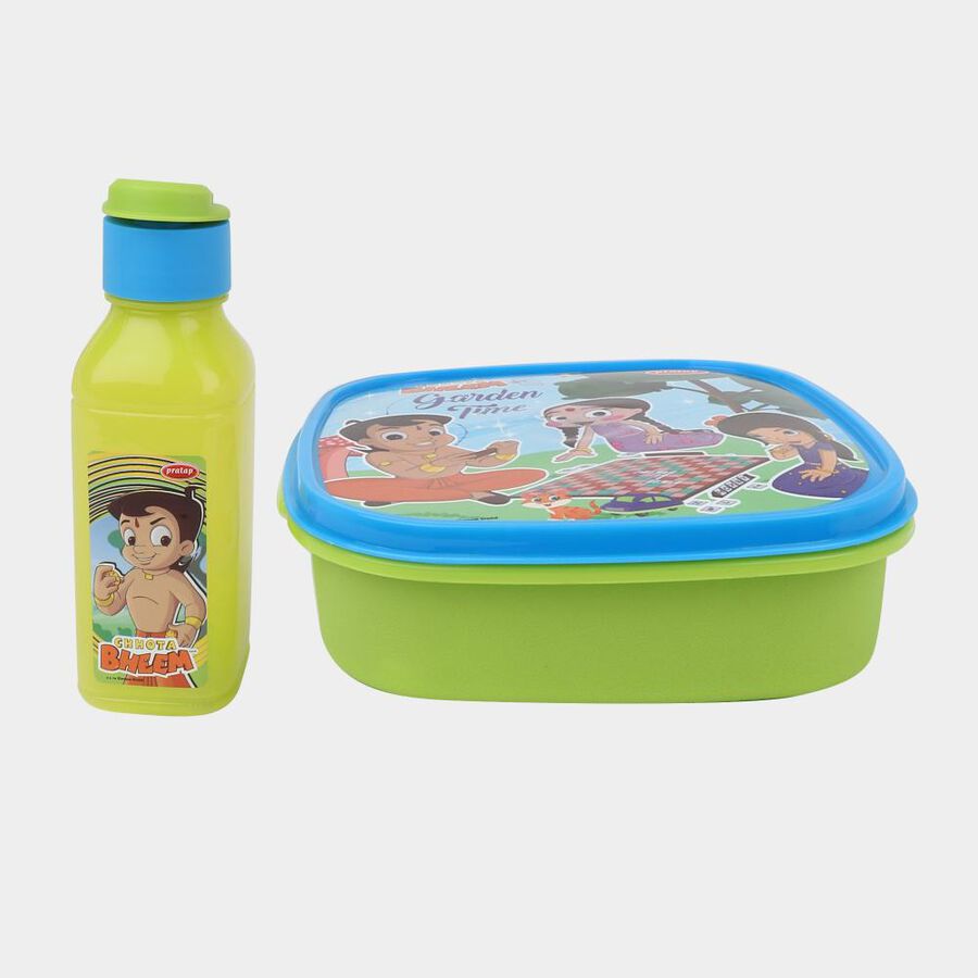 Plastic Lunch Box - 1 Big Container; 1 Small Container; 1 Spoon; 1 Bottle, , large image number null