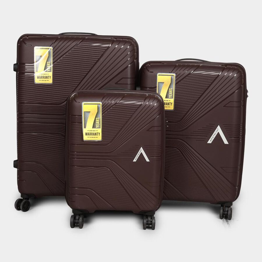 4-Wheel Brown Polypropylene Hard Case Trolley, Small + Medium + Large, , large image number null