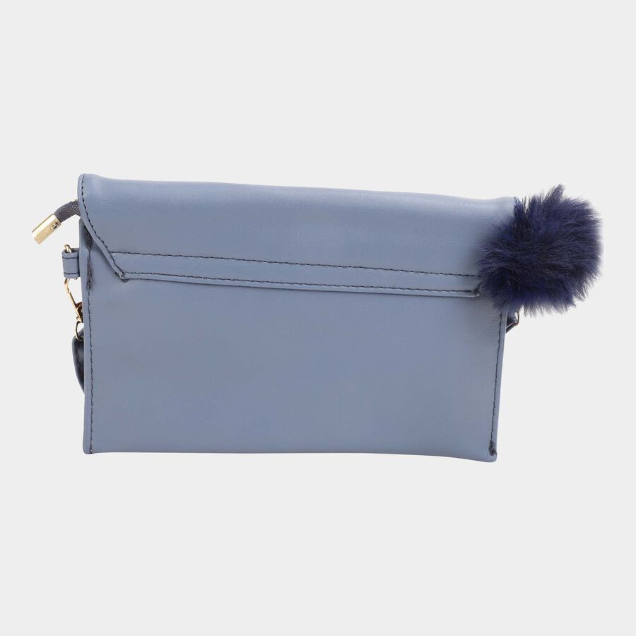 Women's Blue Polyurethane Sling Bag, , large image number null