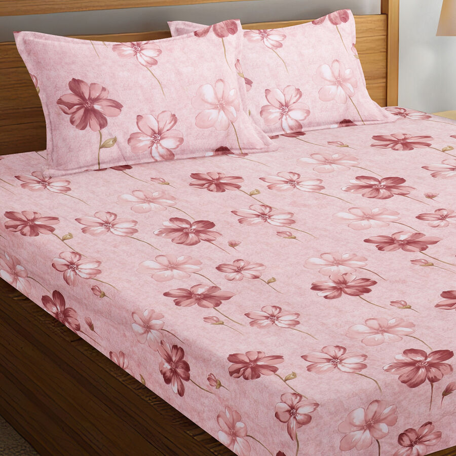 120 GSM Pink Polyester Double Bedsheet, , large image number null
