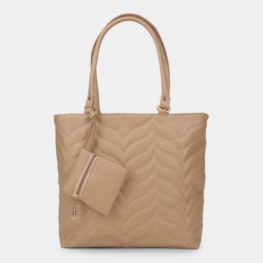 Women's Beige Pu Hand Bag, , large