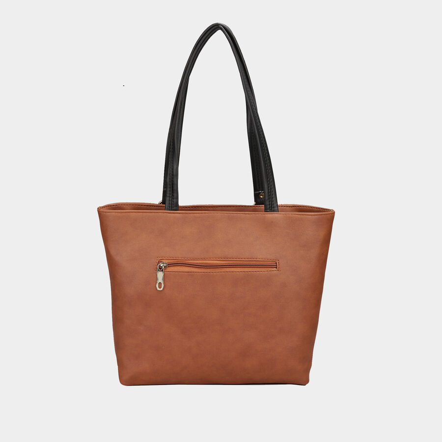 Women's Tan Polyurethane Tote Bag, , large image number null