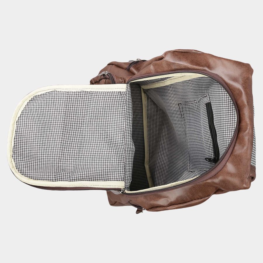 Women's Brown Polyurethane Backpack, , large image number null