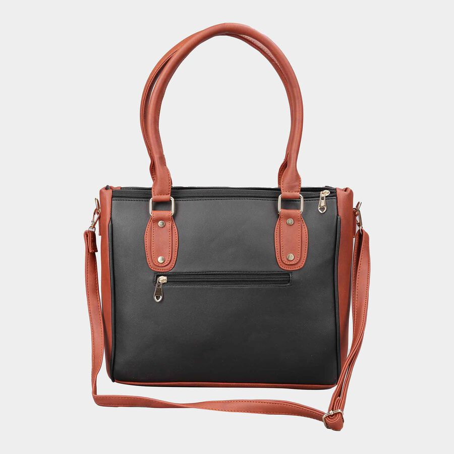 Women's Black Polyurethane Tote Bag, , large image number null
