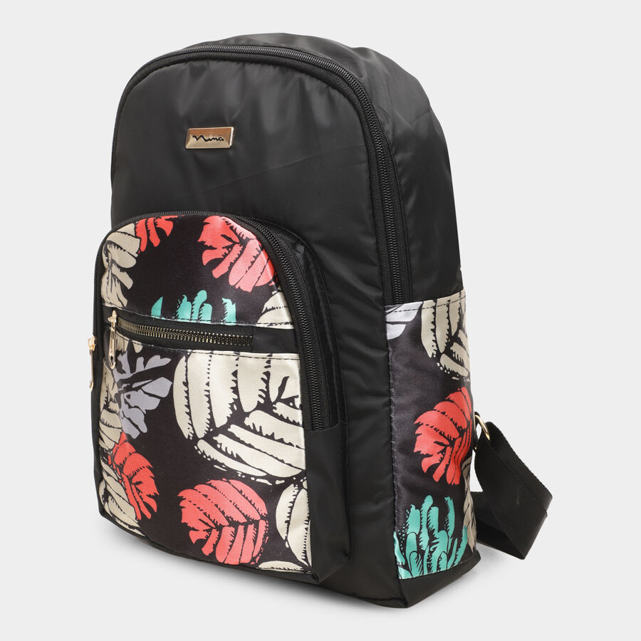 Women's Black Fabric Backpack, , large image number null