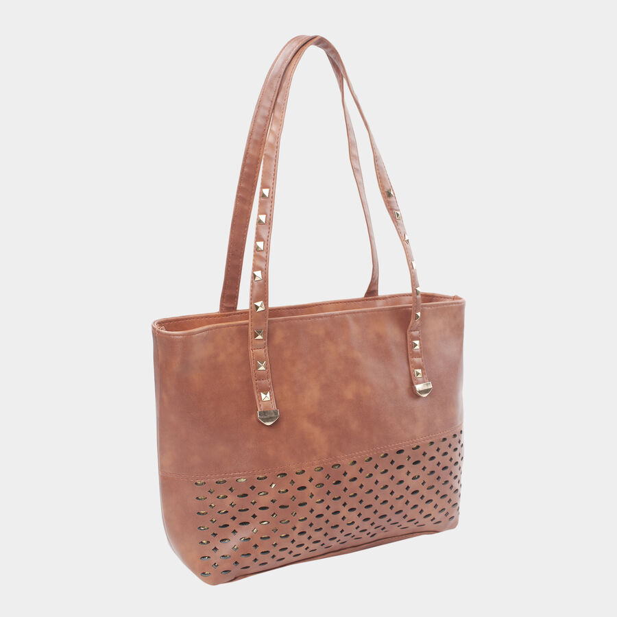 Women's Tan Polyurethane Tote Bag, , large image number null