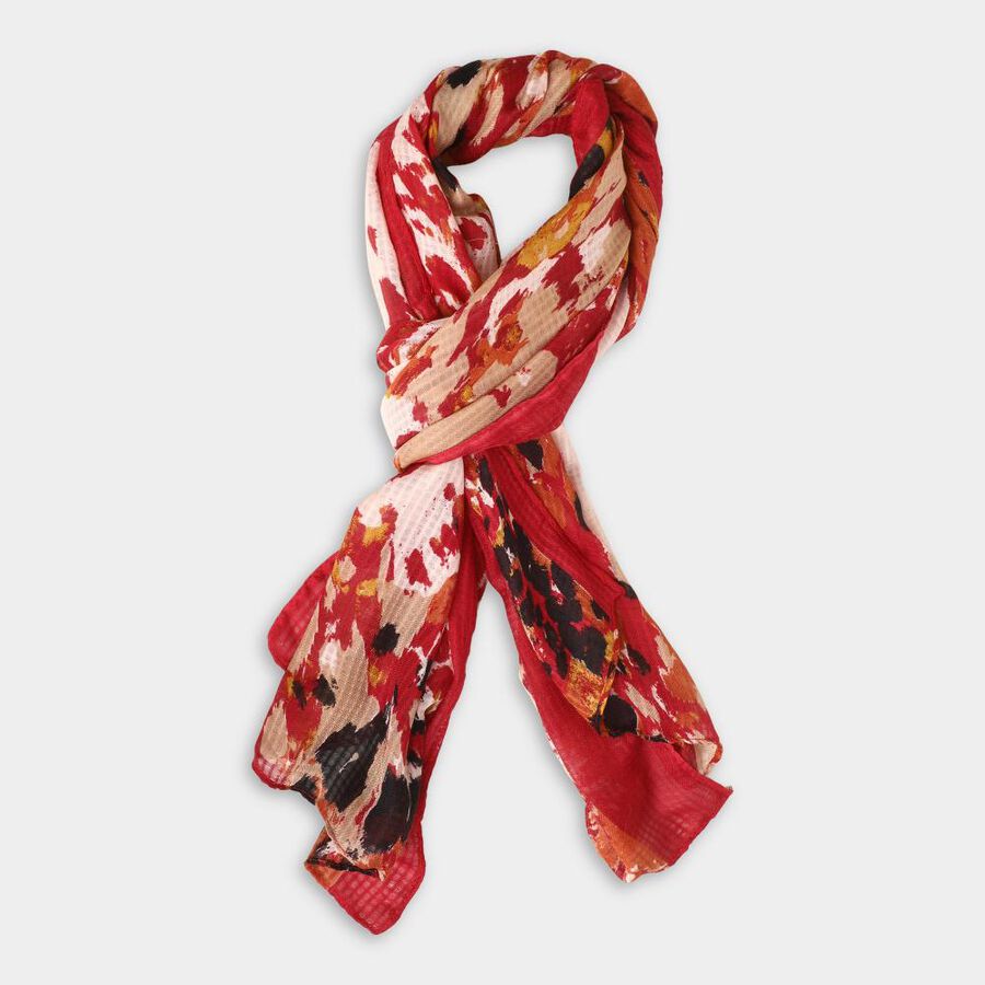 Women's Red Viscose Scarf, , large image number null