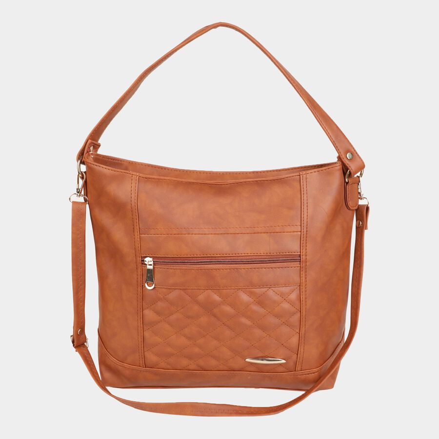Women's Polyurethane Hobo Bag, Quilted, Medium Size, , large image number null