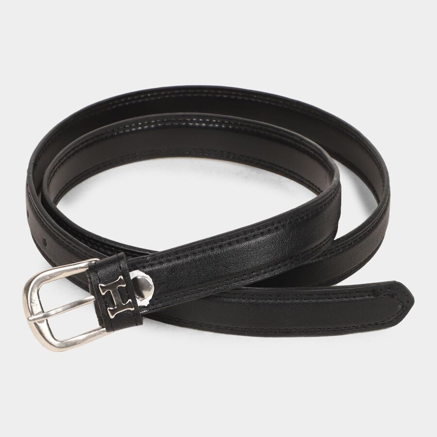 Women's Black Polyurethane Belt, , large image number null