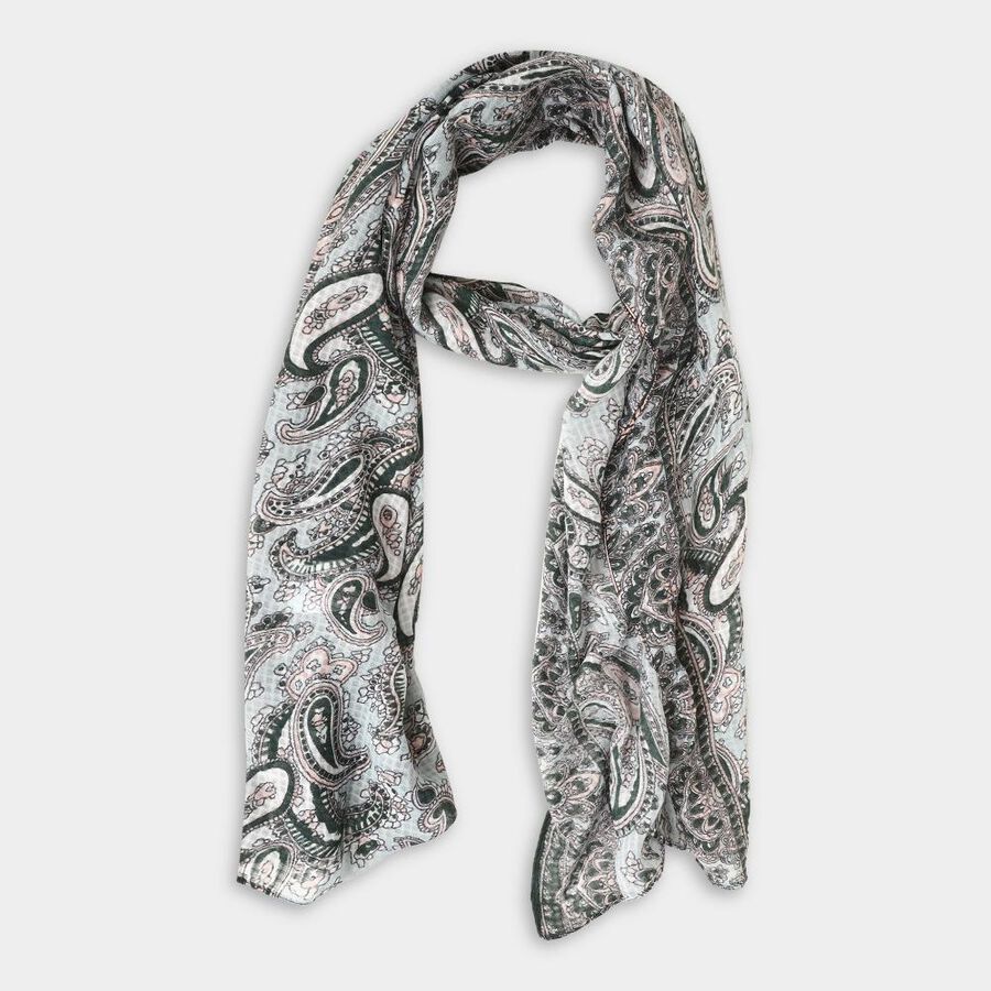 Women's White Viscose Scarf, , large