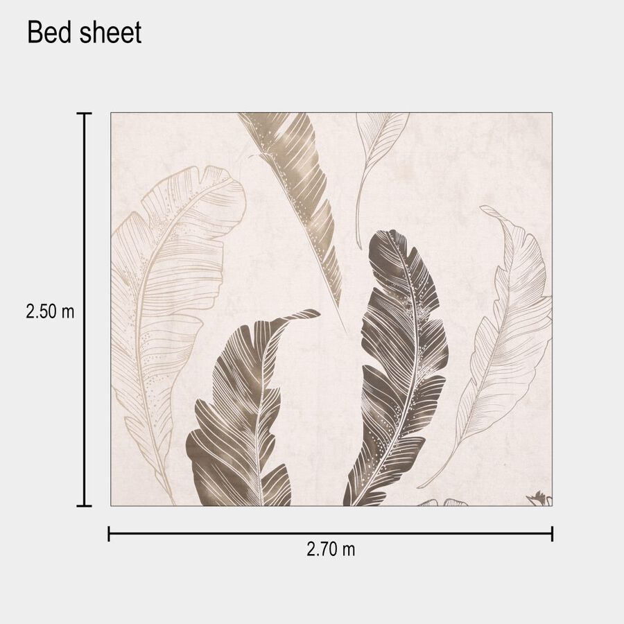 Beige Cotton Double Bedsheet With Pillow Cover, , large image number null