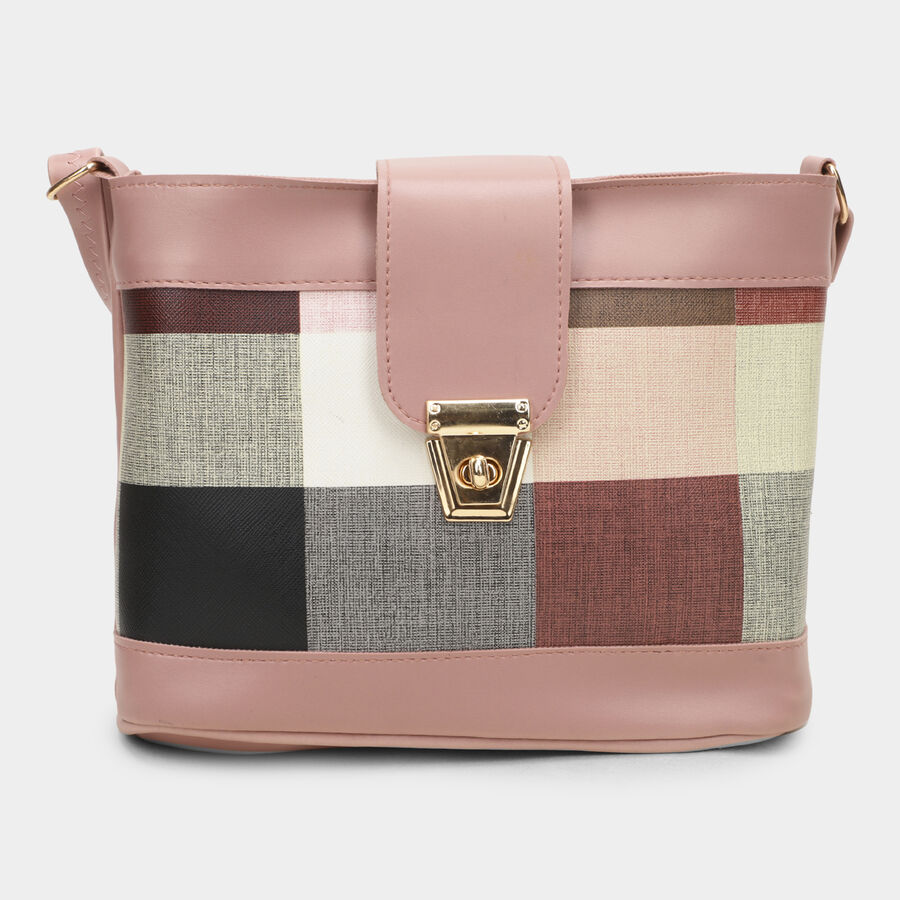 Women's Pink Polyurethane Handbag, , large image number null