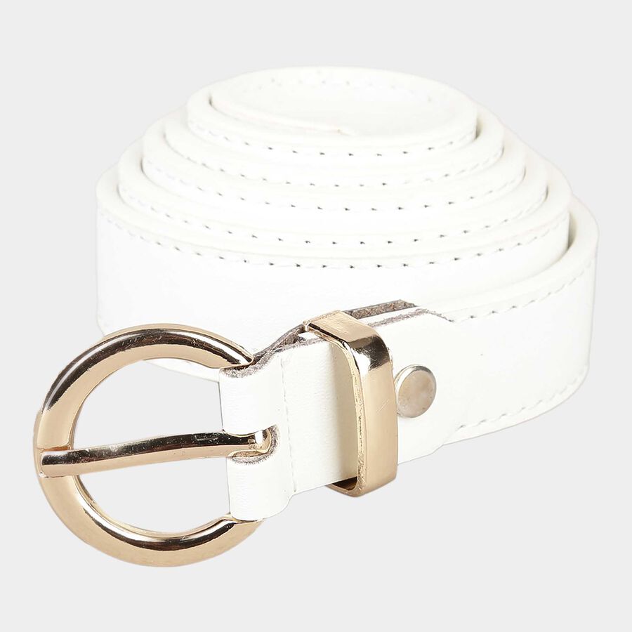 Women's White Polyurethane Belt, , large image number null