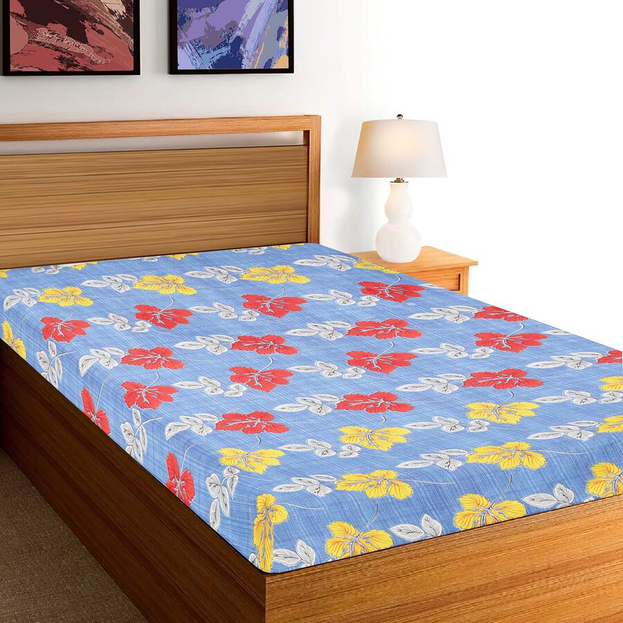 Blue Microfiber Single Bedsheet, , large image number null