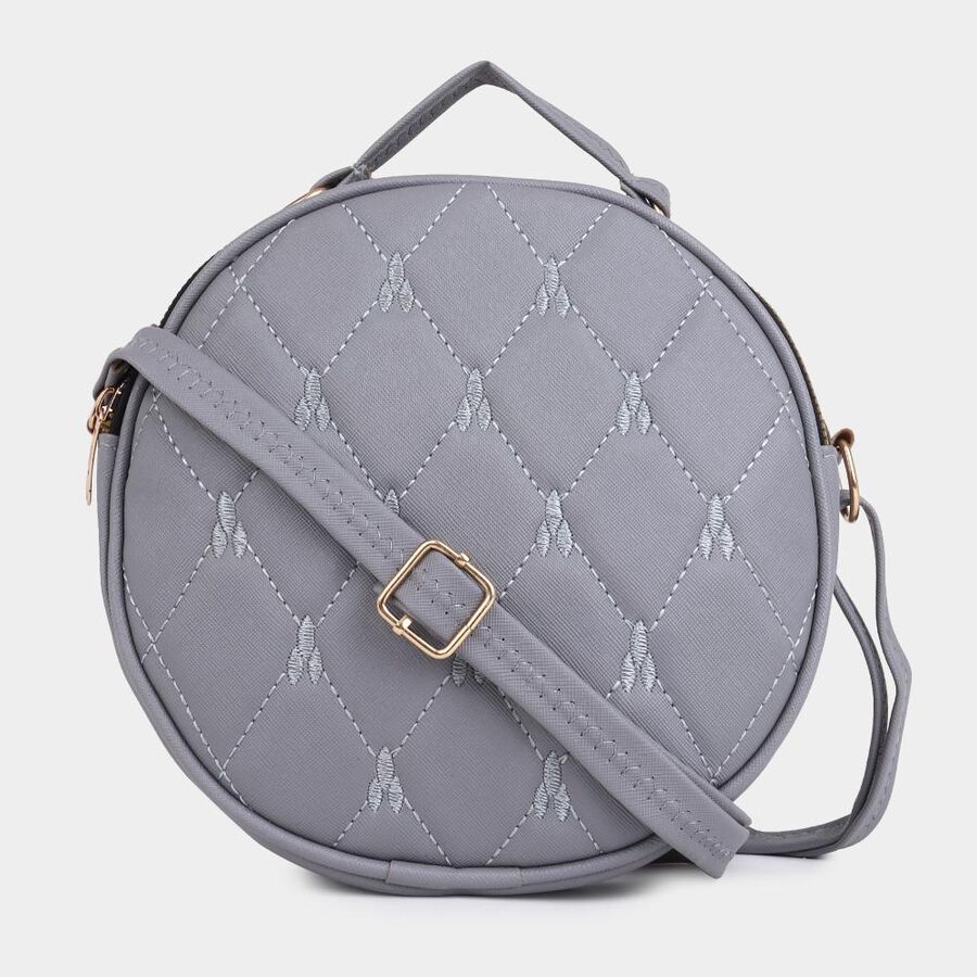Women's Grey Polyurethane Sling Bag, , large image number null