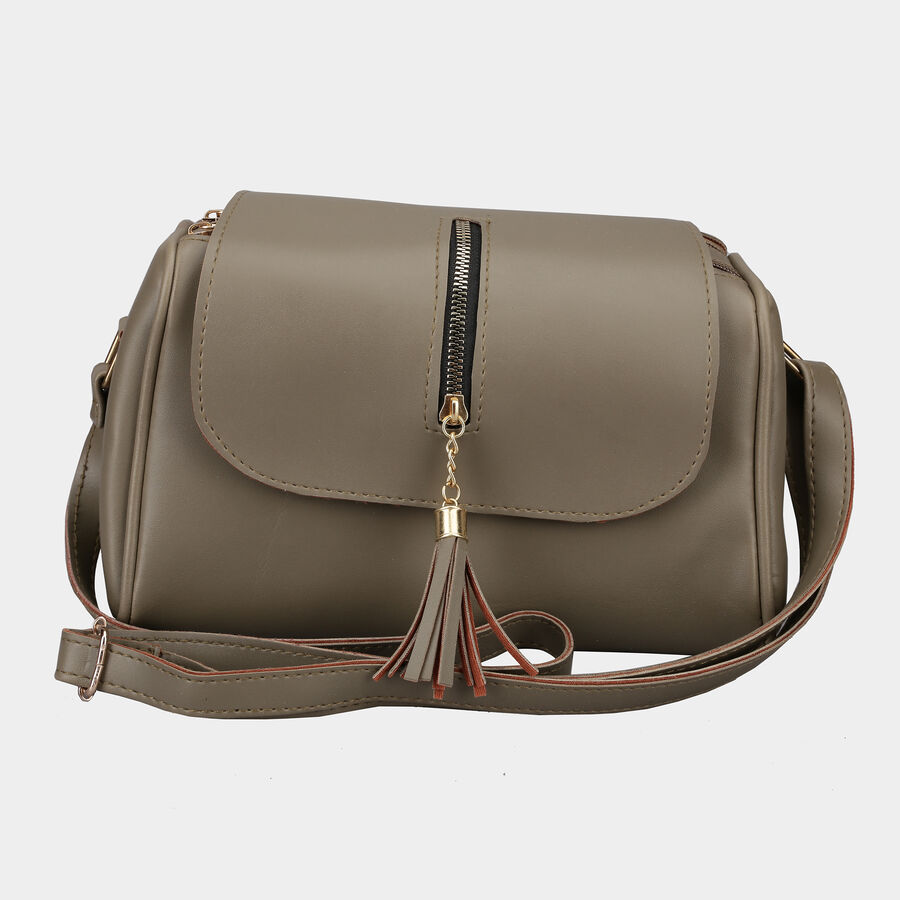 Women's Olive Polyurethane Sling Bag, , large image number null