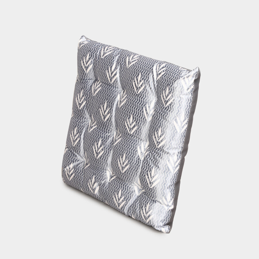 Grey Printed Tufted Cushion, , large
