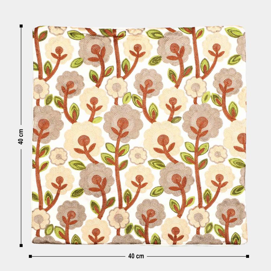 Multicolor Floral Embroidered Cushion Cover, , large