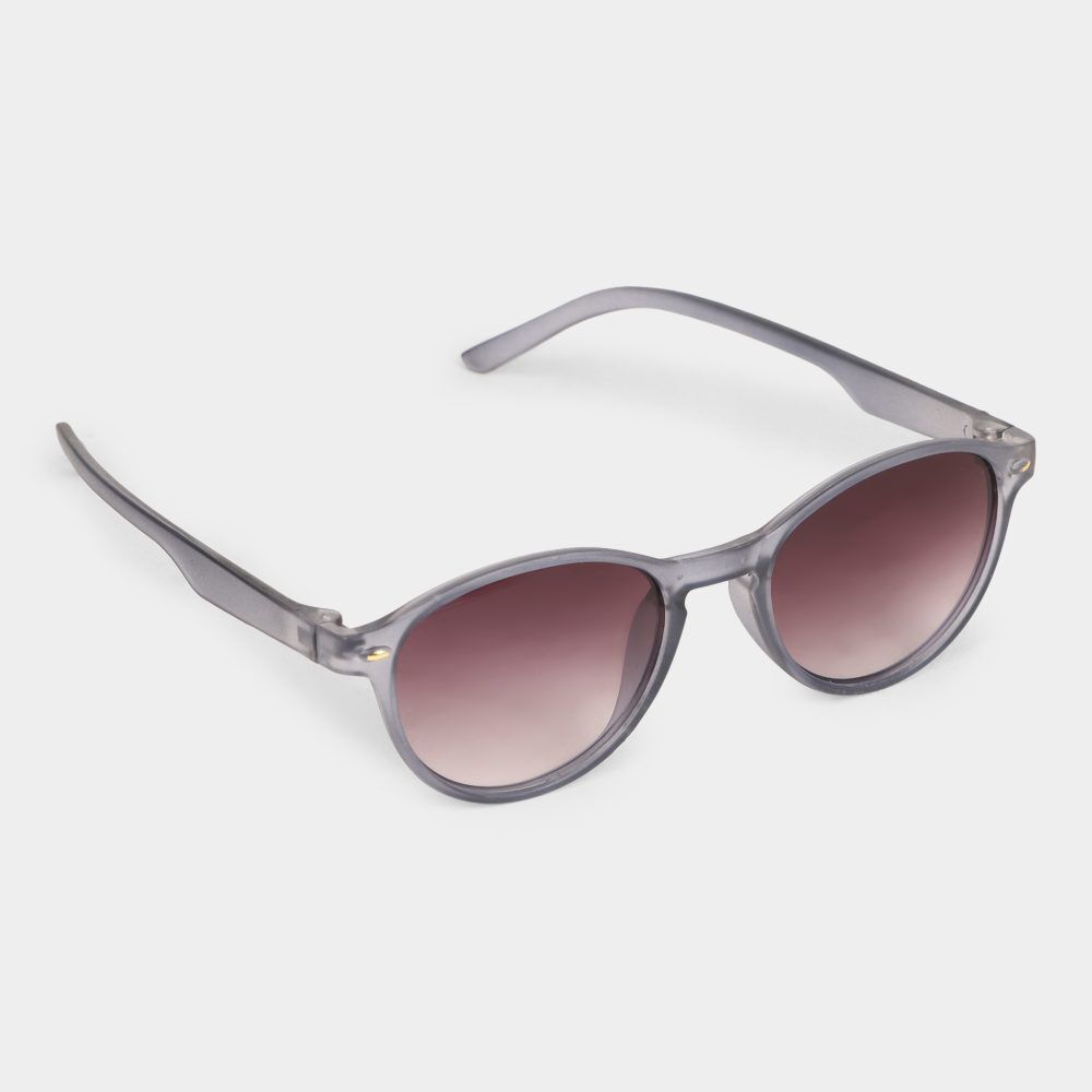 Semi-round Sunglasses in Clear with Blue Lenses - The Ben Silver Collection