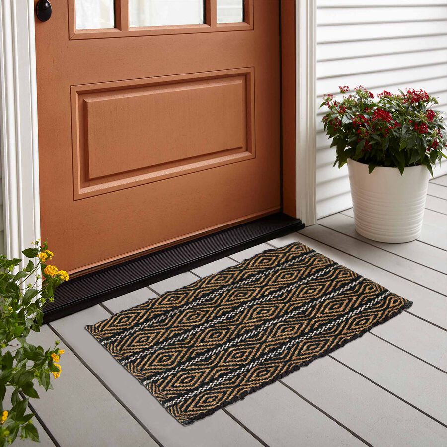 Black Polyester Cotton Door Mat, , large image number null