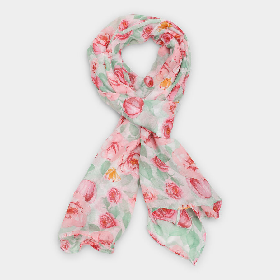 Women's White Polyester Scarf, , large image number null