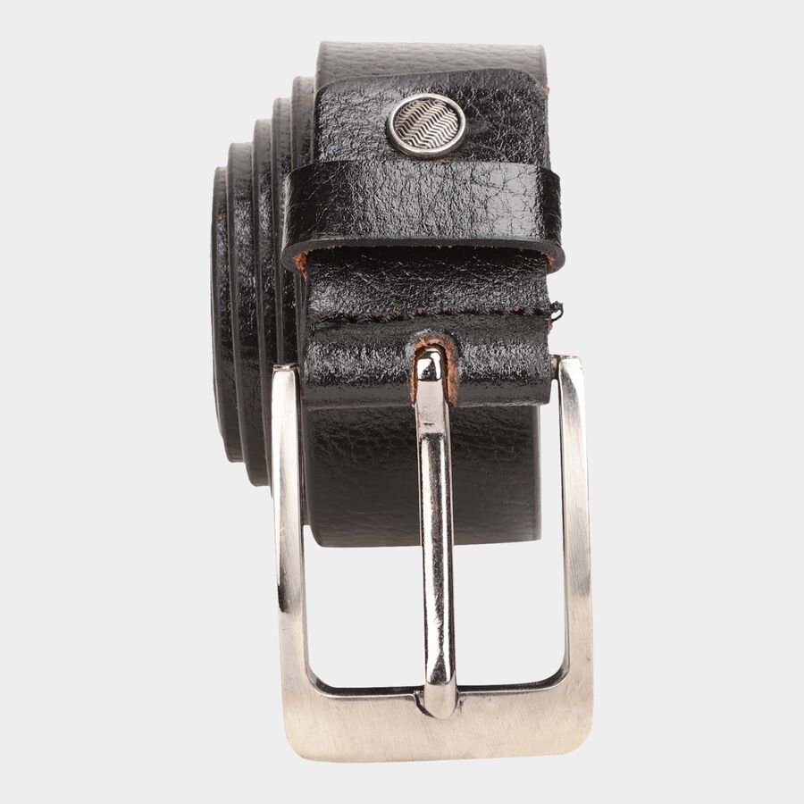Men's Black Leather Casual Belt, , large image number null