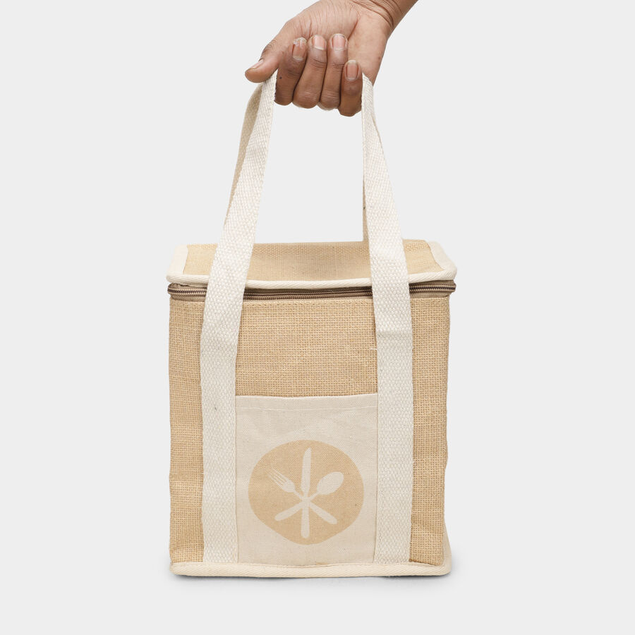 Beige Jute Lunch Bag, , large image number null