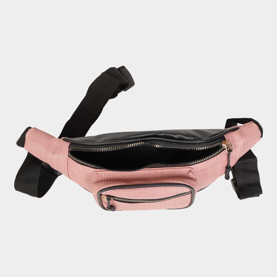 Men's Peach Polyurethane/Leather Waist Bag, , large image number null