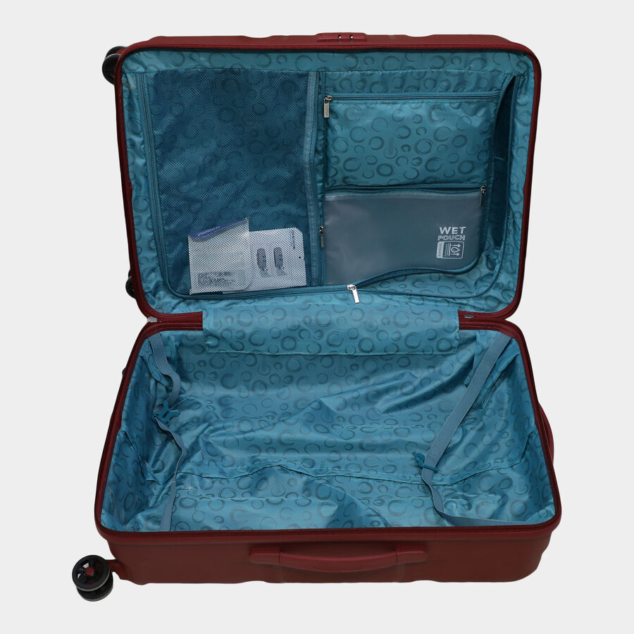 8-Wheel Maroon Polypropylene Hard Case Trolley, Medium, , large image number null
