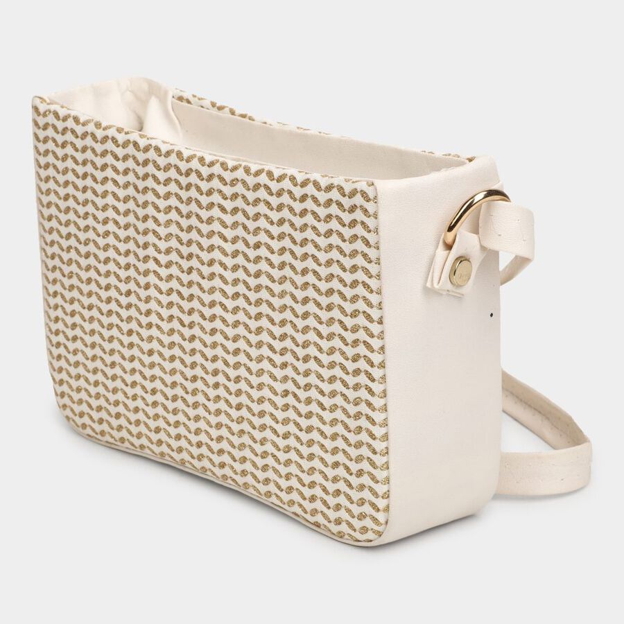 Women's White Polyurethane Sling Bag, , large image number null