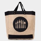 Black, Brown Jute Lunch Bag, , small image number null