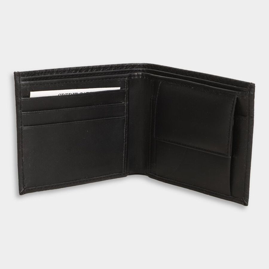 Men's Black Polyurethane Wallet, , large