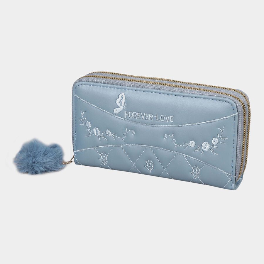 Women's Blue Polyurethane Clutch Bag, , large image number null