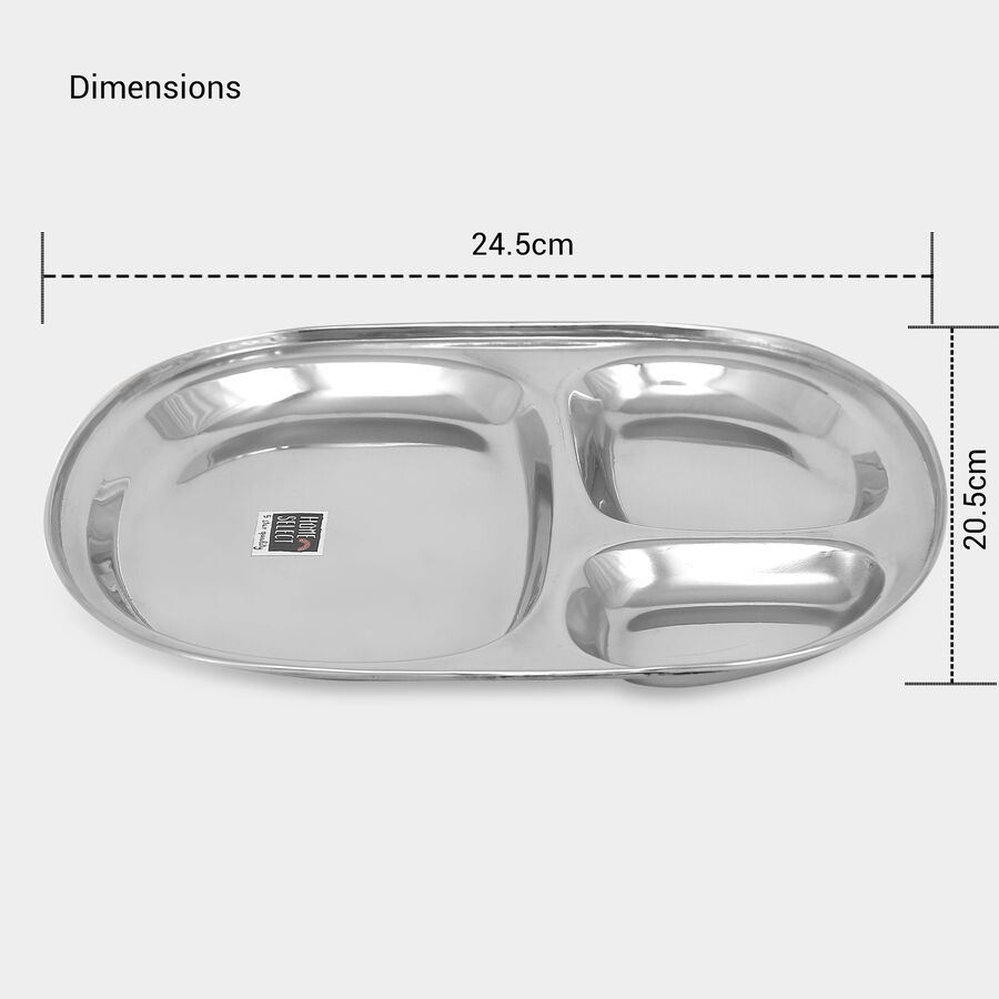 Stainless Steel Partition Oval Plate (Thali), , large image number null