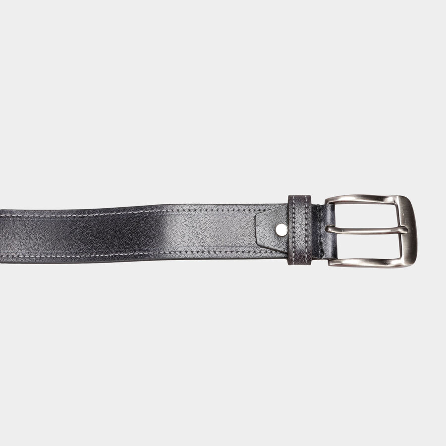 Men's Black Leather Casual Belt, , large image number null