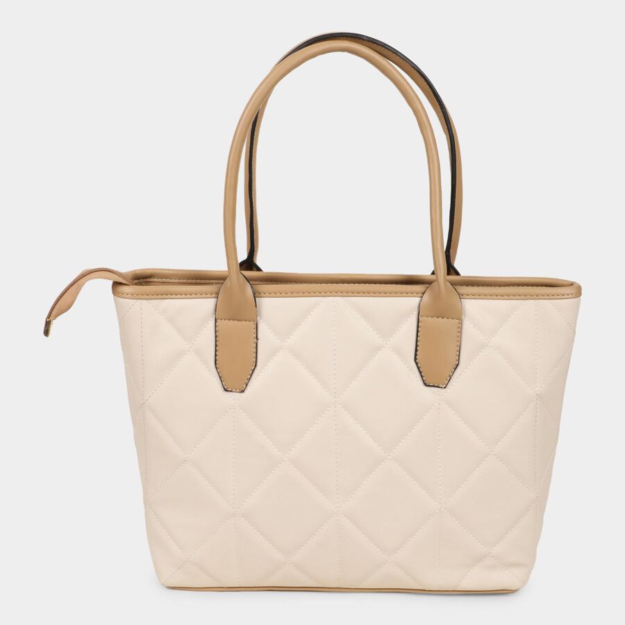 Women's Beige Polyurethane Tote Bag, , large image number null
