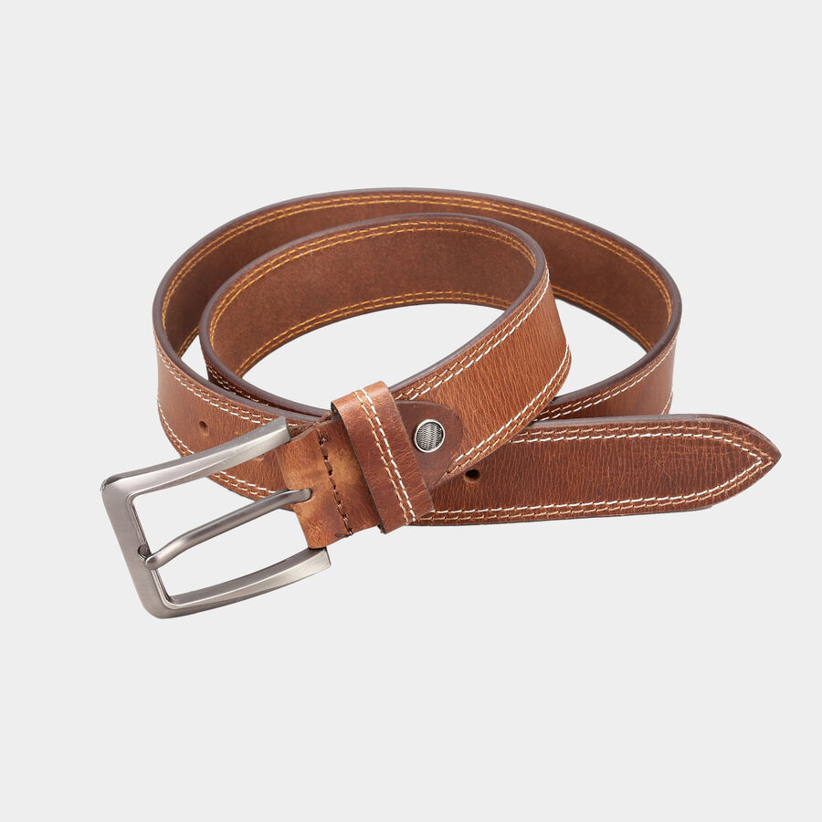 Men's Leather Casual Belt, Size 40, Textured, , large image number null