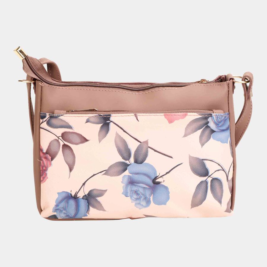 Women's Beige Polyurethane Sling Bag, , large image number null